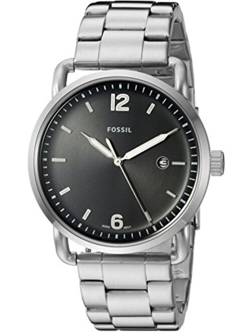 Fossil Men's 'The Commuter' Quartz Stainless Steel Casual Watch, Color:Black/silvertoned (Model: FS5391)