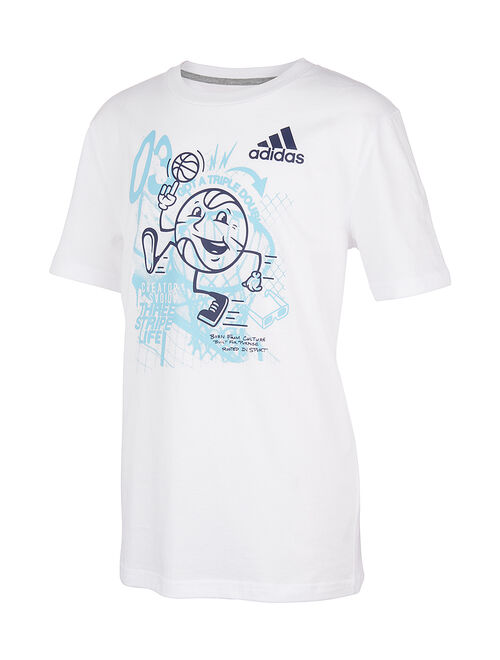 Adidas White Game Ball Logo Tee - Boys