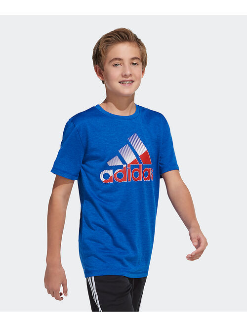 Adidas Brite Blue & Red Sliced Logo Tee - Boys