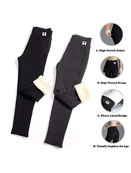 Winter Sherpa Fleece Lined Leggings for Women,High Waist Stretchy Thick Cashmere Leggings Plush Warm Thermal Pants