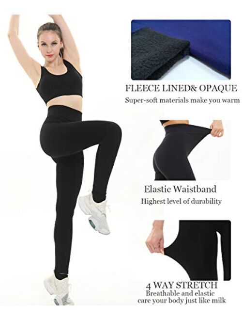 DINNAPE Thick Tummy Control Fleece Lined Leggings for Women High Waisted Soft Warm Yoga Seamless Leggings