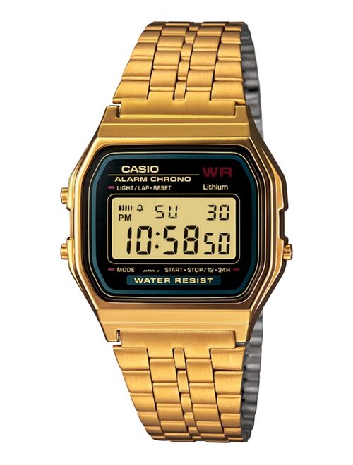 Casio Men's Digital Vintage Gold-Tone Stainless Steel Bracelet Watch 39x39mm A159WGEA-1MV