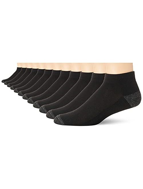 Gildan mens Polyester Half Cushion Low Cut Socks, 12-pack