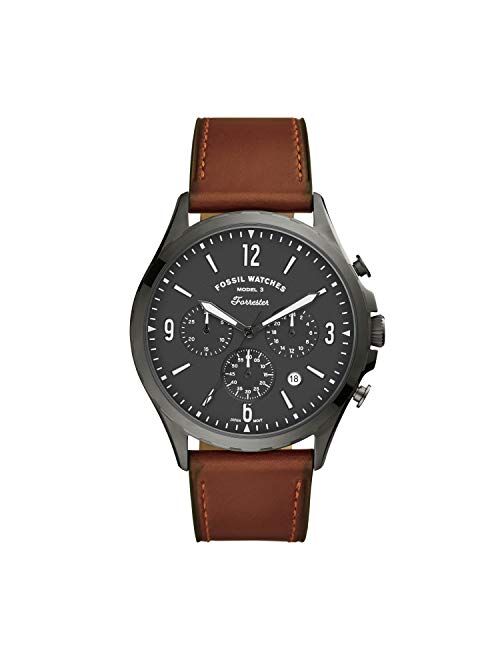 Fossil Men's Forrester Stainless Steel and Leather Quartz Chronograph Watch