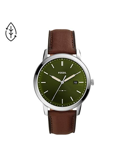 Fossil Minimalist Solar Three-Hand Date Leather Watch FS5838