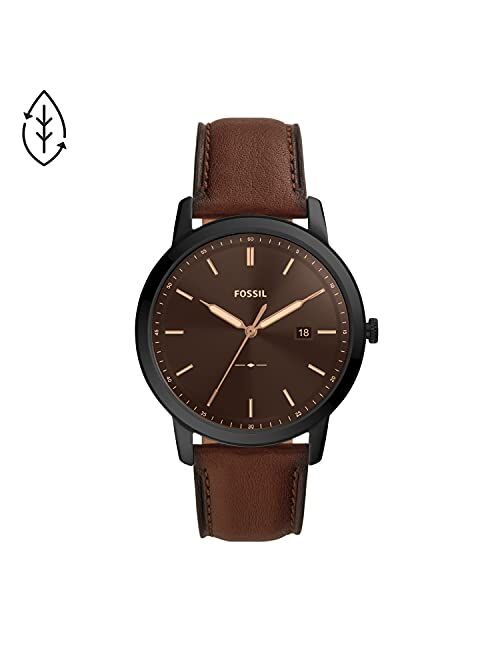 Fossil Minimalist Solar Three-Hand Date Leather Watch FS5841