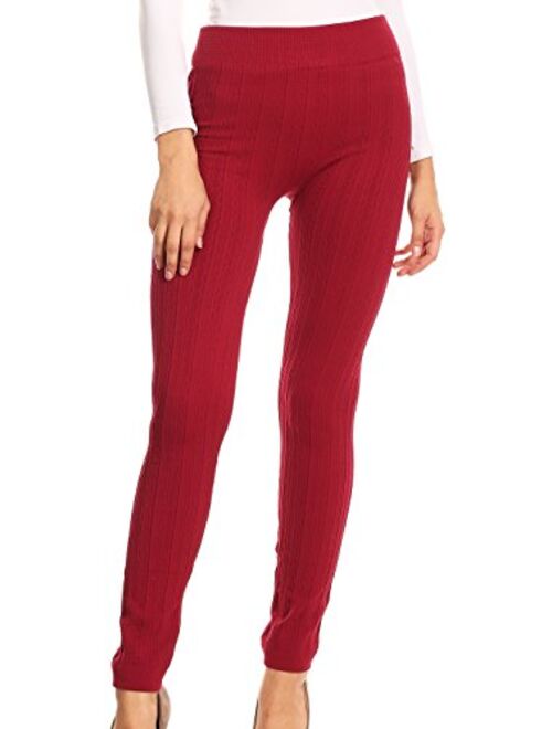 Sakkas Cable Knit Fleece Lined Warm Leggings