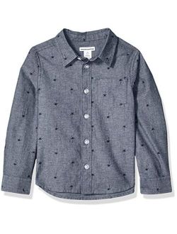 Boys' Long-Sleeve Woven Poplin Chambray Button-Down Shirts