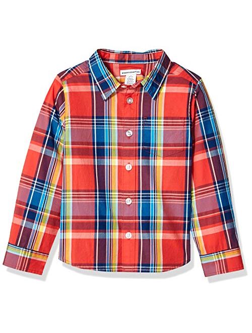 Amazon Essentials Boys' Long-Sleeve Woven Poplin Chambray Button-Down Shirts