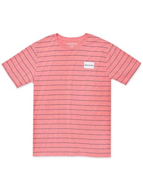 Calvin Klein Boys' Short Sleeve Stripe Crew Neck