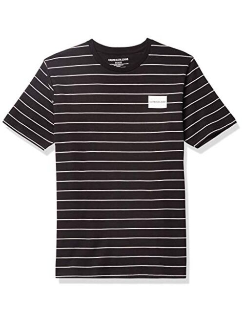 Calvin Klein Boys' Short Sleeve Stripe Crew Neck