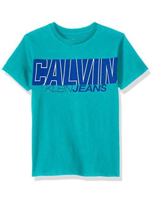 Calvin Klein Big Boys' Track Logo Crew Neck T-Shirt