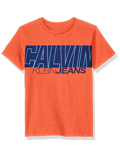 Calvin Klein Big Boys' Track Logo Crew Neck T-Shirt