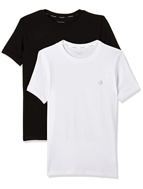 Calvin Klein 2-Pack CK Logo Crew-Neck Boys T-Shirts, Grey/White