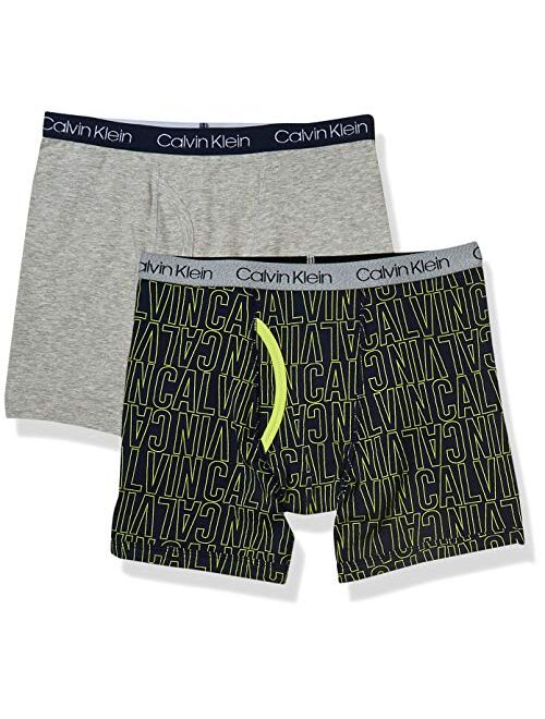 Calvin Klein Boys' Little Ck Cotton Assorted Boxer Briefs Underwear, 2 Pack