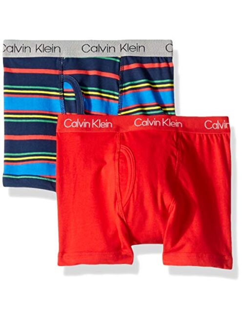 Calvin Klein Boys' Little Ck Cotton Assorted Boxer Briefs Underwear, 2 Pack