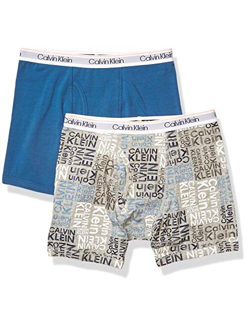 Calvin Klein Boys' Little Ck Cotton Assorted Boxer Briefs Underwear, 2 Pack