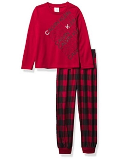 Boys' Long Sleeve Tee & Plaid Jogger Pajama Set