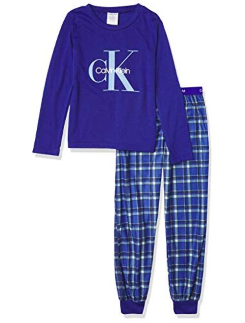 Calvin Klein Boys' Long Sleeve Tee & Plaid Jogger Pajama Set