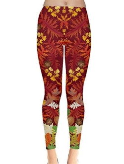 CowCow Womens Pattern Fallen Autumn Warm Shades Leaves Leggings