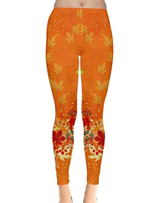 CowCow Womens Pattern Fallen Autumn Warm Shades Leaves Leggings