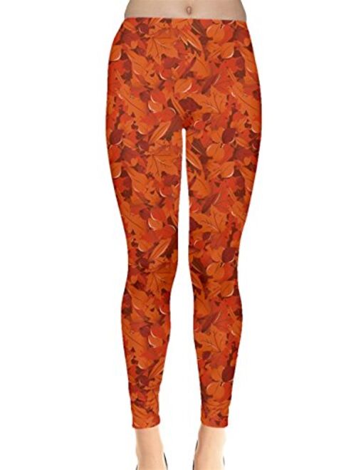 CowCow Womens Pattern Fallen Autumn Warm Shades Leaves Leggings