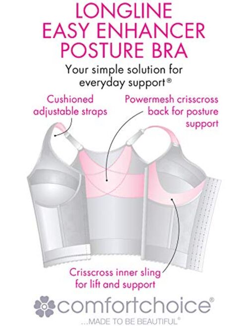 Comfort Choice Women's Plus Size Easy Enhancer&Reg Wireless Longline Posture Corrector Bra