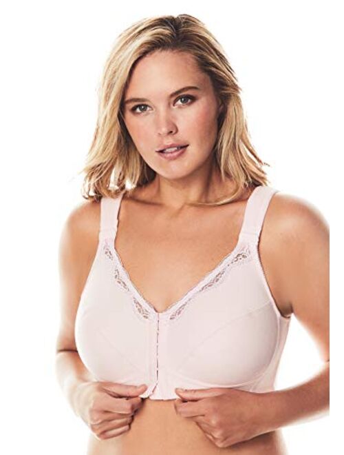 Comfort Choice Women's Plus Size Front-Close Cotton Wireless Posture Corrector Bra