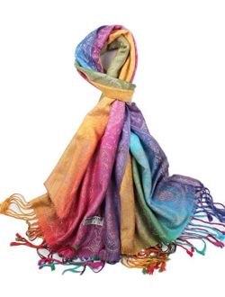 Women's Silky Soft Paisley Pattern Pashmina Scarf Shawls and Wraps Lightweight Scarves