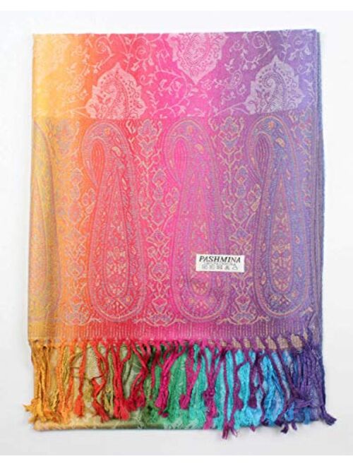 Women's Silky Soft Paisley Pattern Pashmina Scarf Shawls and Wraps Lightweight Scarves