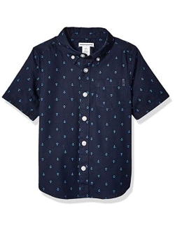 Boys' Short-Sleeve Woven Poplin Chambray Button-Down Shirts