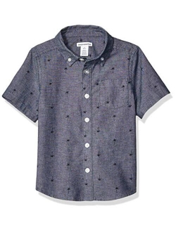 Boys' Short-Sleeve Woven Poplin Chambray Button-Down Shirts