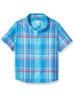 Boys' Short-Sleeve Woven Poplin Chambray Button-Down Shirts