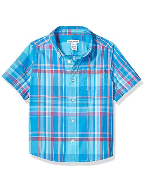 Amazon Essentials Boys' Short-Sleeve Woven Poplin Chambray Button-Down Shirts