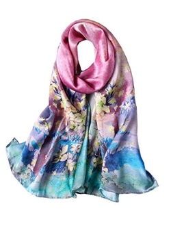 100% Mulberry Silk Long Scarf for Women Large Shawls for Headscarf and Neck- Oblong Hair Wraps with Gift Packed