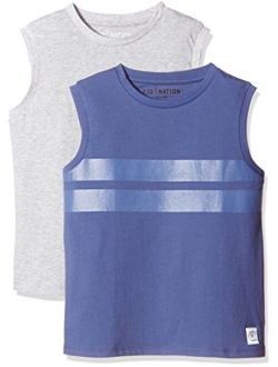 Kids Unisex 2 Packs 100% Cotton Tank Tops Sleeveless Crew Neck Shirts for Boys or Girls 4-12 Years