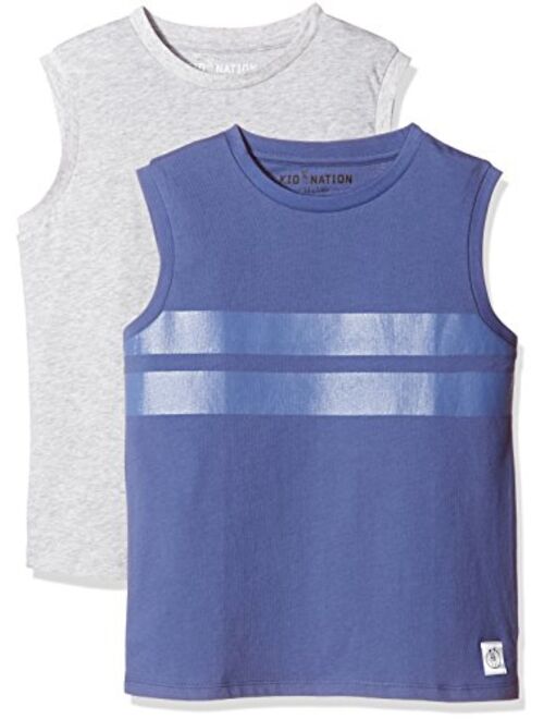 Kid Nation Kids Unisex 2 Packs 100% Cotton Tank Tops Sleeveless Crew Neck Shirts for Boys or Girls 4-12 Years