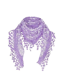 Cotchear Lace Scarf Floral Crochet Lightweight Tassel Sheer Wrap Scarves Shawl