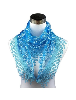 Cotchear Lace Scarf Floral Crochet Lightweight Tassel Sheer Wrap Scarves Shawl