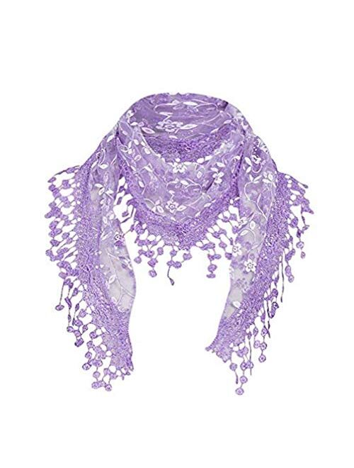 Cotchear Lace Scarf Floral Crochet Lightweight Tassel Sheer Wrap Scarves Shawl