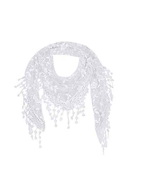 Cotchear Lace Scarf Floral Crochet Lightweight Tassel Sheer Wrap Scarves Shawl