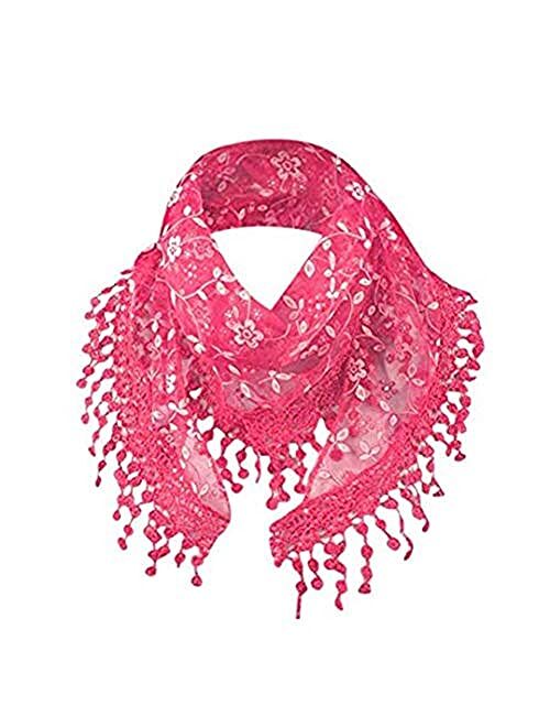 Cotchear Lace Scarf Floral Crochet Lightweight Tassel Sheer Wrap Scarves Shawl