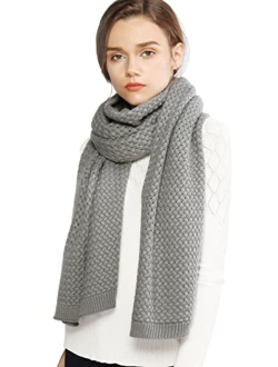 RIIQIICHY Chunky Knit Scarfs for Women Thick Cable Shawls Wrap Winter Soft Warm Long Large Solid Color Pashminas Stole