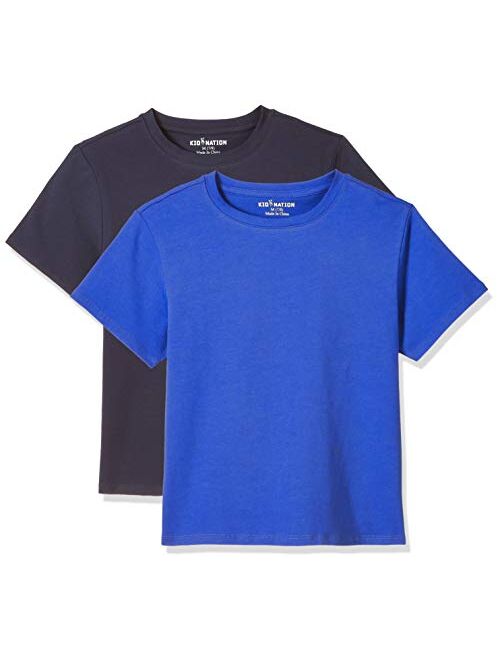 Kid Nation Kids T Shirts 2 Packs or 3 Packs Soft Cotton Crew Neck Tee for Boys or Girls 4-12 Years