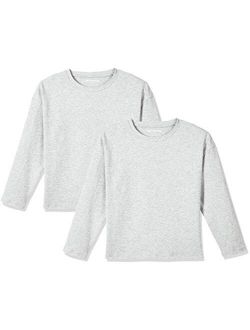 Kids Unisex Cotton with Elastane 2 Packs and 3 Packs Tagless Sweatshirt Long Sleeve Crew Neck T Shirts 4-12 Years