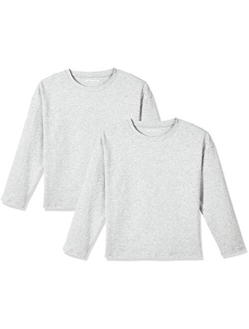 Kid Nation Kids Unisex Cotton with Elastane 2 Packs and 3 Packs Tagless Sweatshirt Long Sleeve Crew Neck T Shirts 4-12 Years