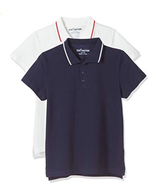 Kid Nation Unisex Kids Short Sleeve Performance Polo Shirt for Boys and Girls 4-12 Years