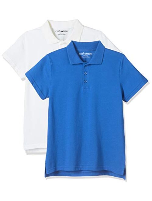 Kid Nation Unisex Kids Short Sleeve Performance Polo Shirt for Boys and Girls 4-12 Years