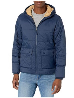 Men's Long-Sleeve Water-Resistant Sherpa-Lined Puffer Jacket