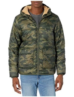 Men's Long-Sleeve Water-Resistant Sherpa-Lined Puffer Jacket